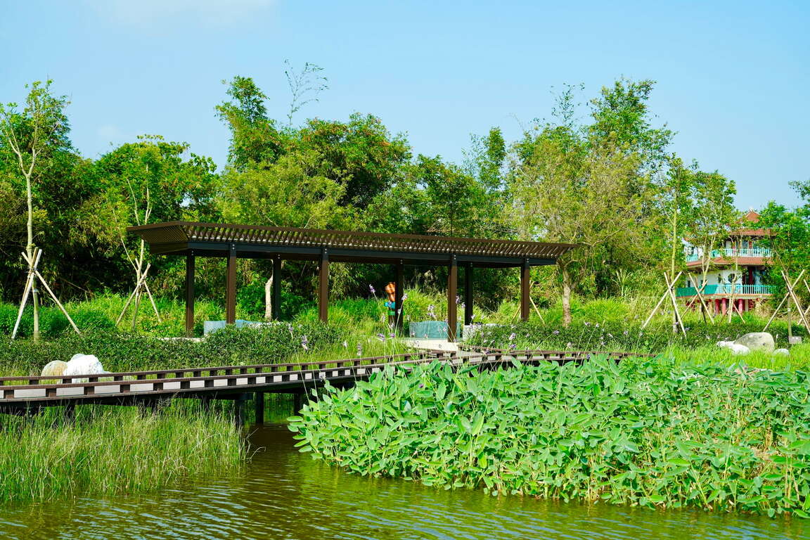 照片2.蜻蜓湖岸平台提供休憩节点