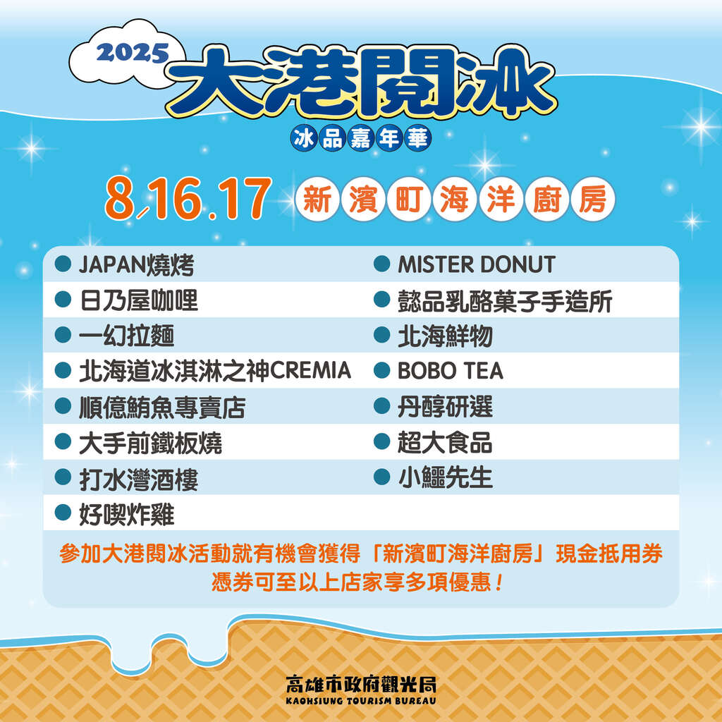 2.大港閱冰與「新濱町海洋廚房」合作推出優惠方案。