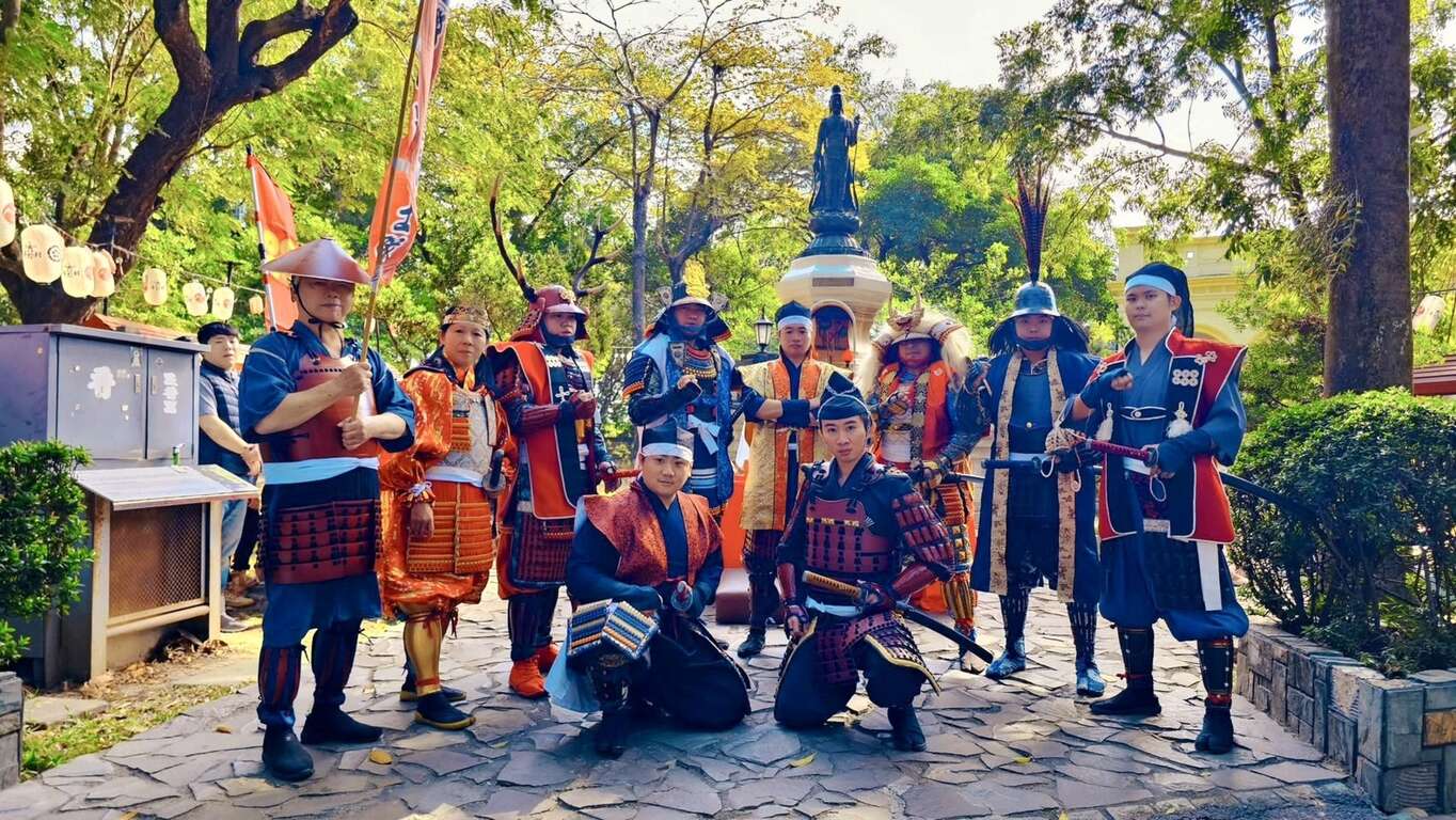圖9、台灣甲冑武士隊結合日式傳統甲冑、太鼓演奏與武術動作,重現戰國武將的威武氣象。
