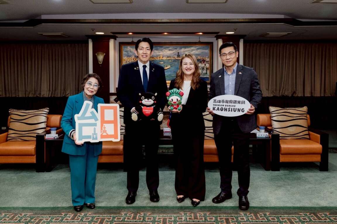 圖7：觀光局期盼未來兩市觀光協會簽署交流MOU，及觀光大使「高雄熊」與松原市吉祥物「松原君」IP 聯名合作。
