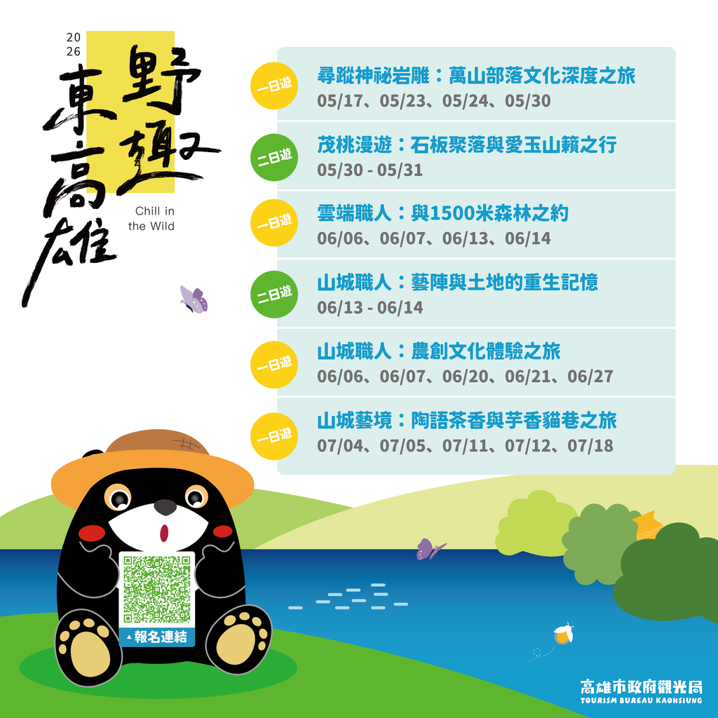 圖1:「2026野趣東高雄」小旅行即日起開放線上報名,歡迎民眾踴躍報名。