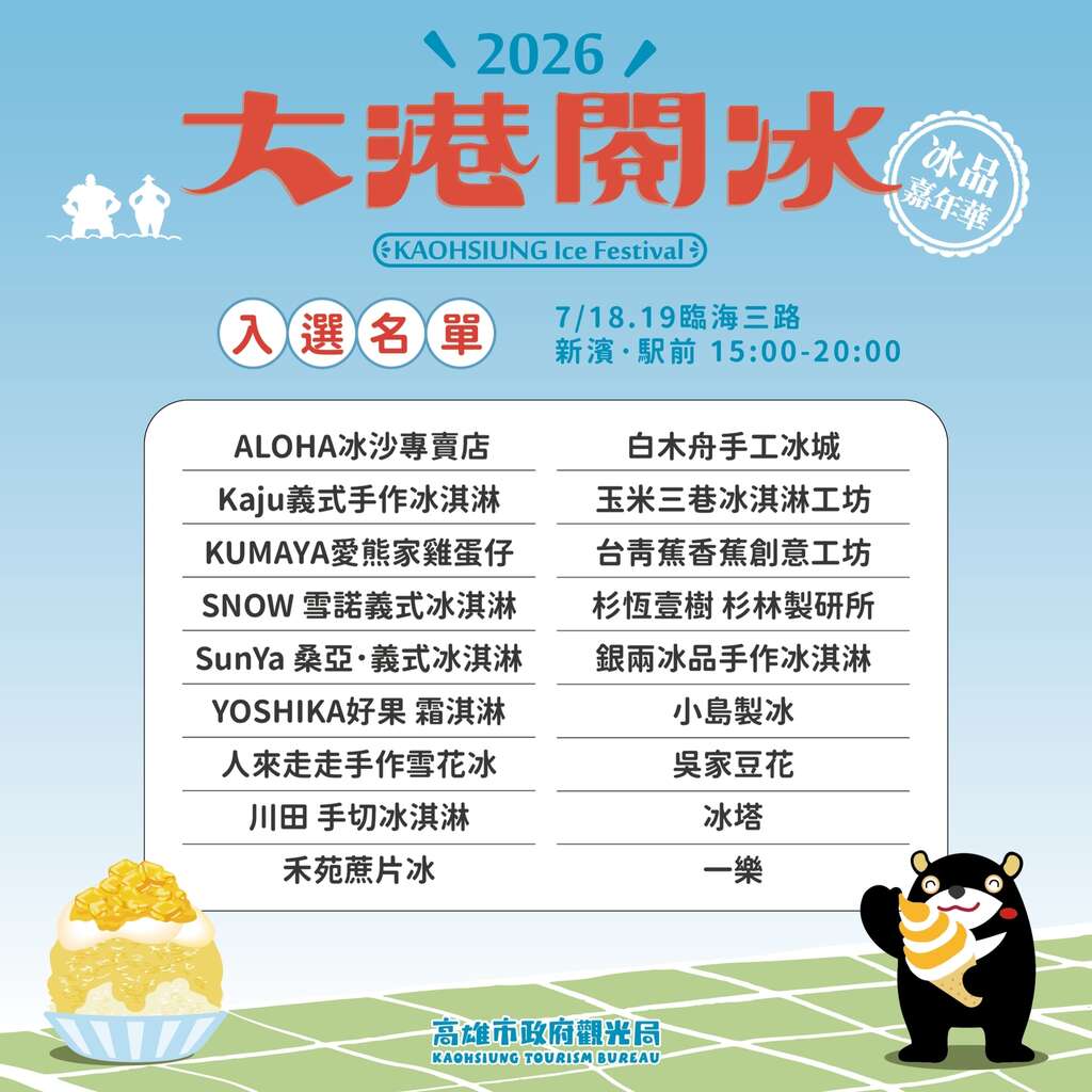 Figure 1: The '2026 Kaohsiung Ice Festival' will grandly debut on July 18 and 19 at 'Shinbinn・Station Front' (Shinbin Ekimae), located right next to MRT Hamasen Station, gathering over 50 exceptional food and ice dessert brands.