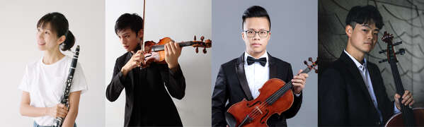 3_圖為TC音樂家，左起為劉凱妮（單簧管），許軒豪（小提琴），蔡弦修（中提琴），黃子