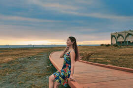 圖2.旗津海之星沙灘步道，牽手在這裡一起看夕陽，浪漫爆點。
