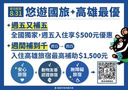 圖說6.全台獨家「週五又補五」，住宿優惠好康，快來高雄住！