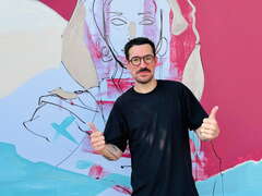 4.本次活動特邀比利時潮流派畫家索門Psoman親臨現場展演5米巨幅噴畫