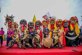 圖9.內門特色八組宋江獅陣與龍陣、臺南大學共同宣告宋江陣系列活動開幕。