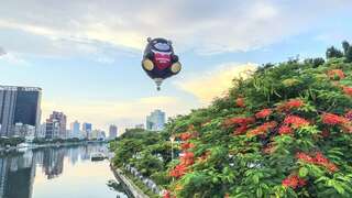 图4 高雄熊热气球首度升空，萌翻爱河