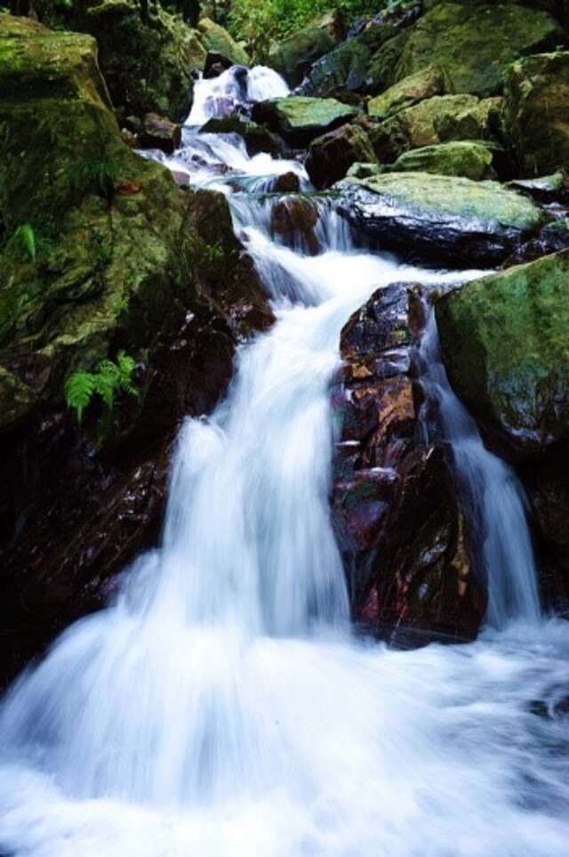 情人谷瀑布共分五瀑，沿着一旁的步道可以溪流而上